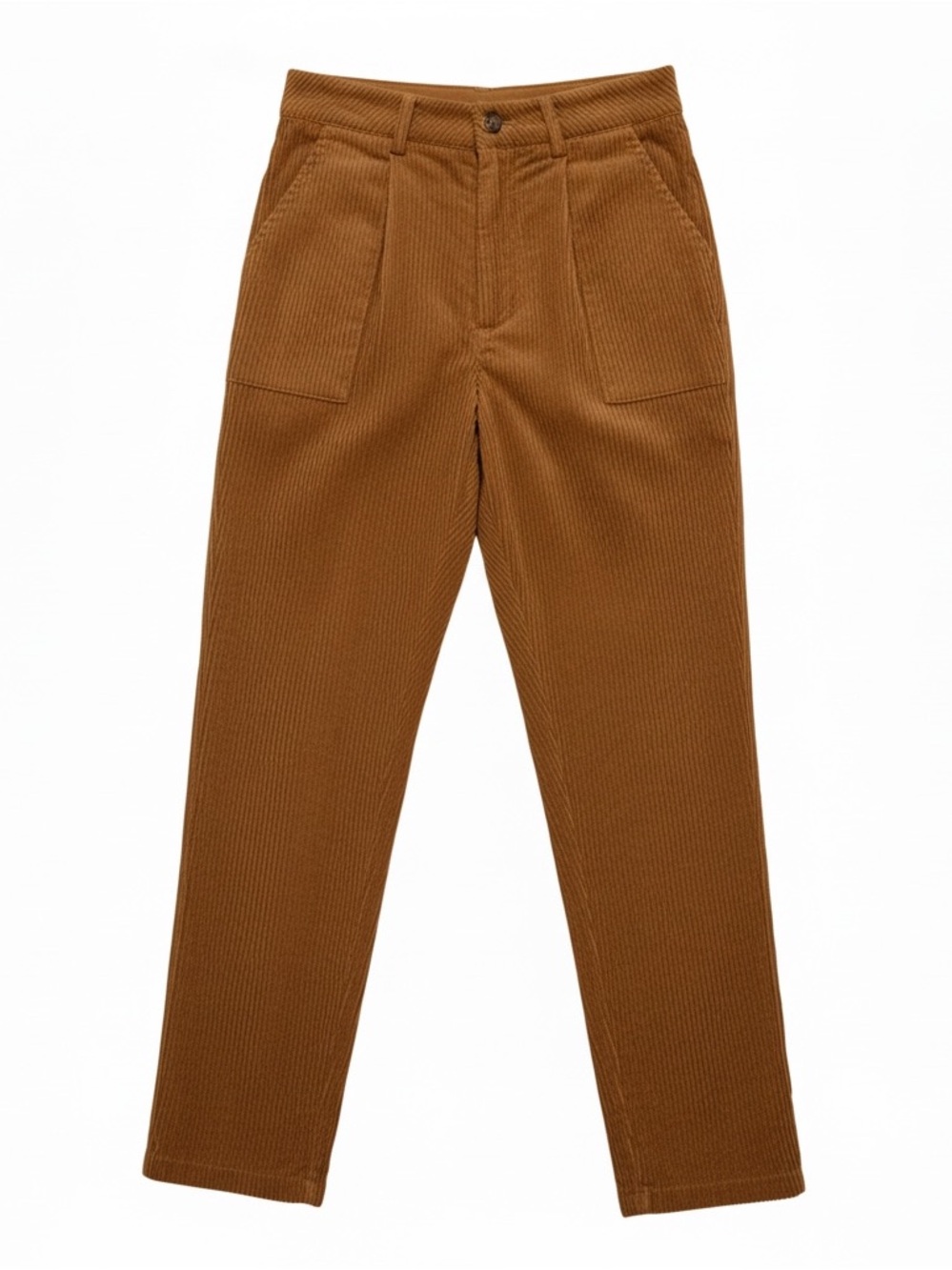 SHEIN High Waist Corduroy Straight Leg Camel Trousers Size 4